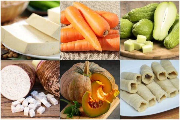 Nguyên liệu làm mì quảng chay rau củ