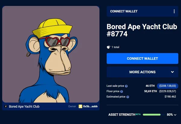 NFT số hiệu 8774 có tên Bored Ape Yatch Club