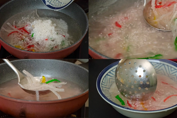 Luộc bột khoai và bột báng