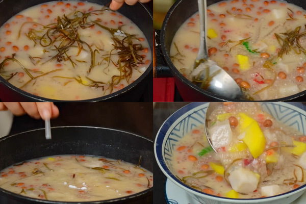 Múc chè ra bát và thưởng thức